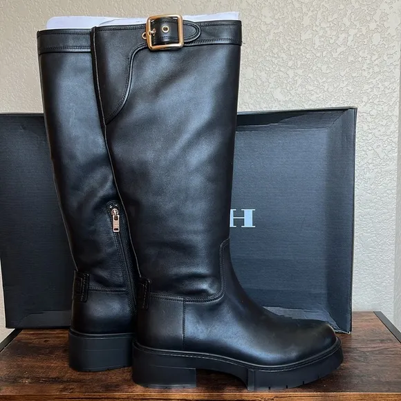 🆕 Coach Lilli Leather Lug Sole Riding Platform Boots Size 8.5