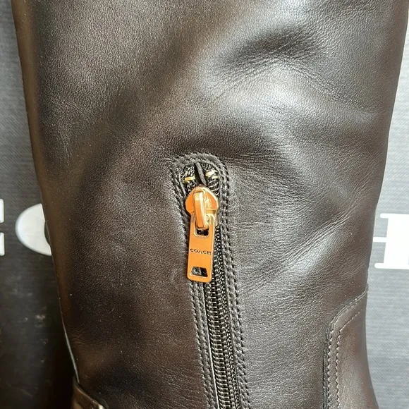 🆕 Coach Lilli Leather Lug Sole Riding Platform Boots Size 8.5