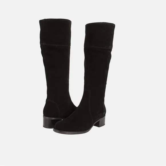 • la canadienne • Women’s Suede Brown Buckle Knee High Boots 8.5 Block Heel