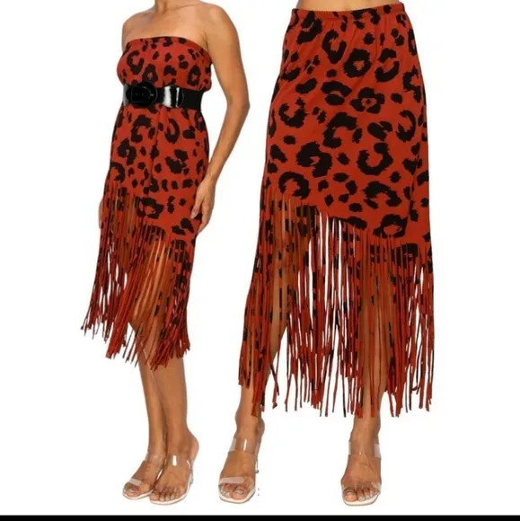 🔥  NEW BOHO CHIC FRINGE HEMMED DRESS SKIRT CONVERTIBLE!