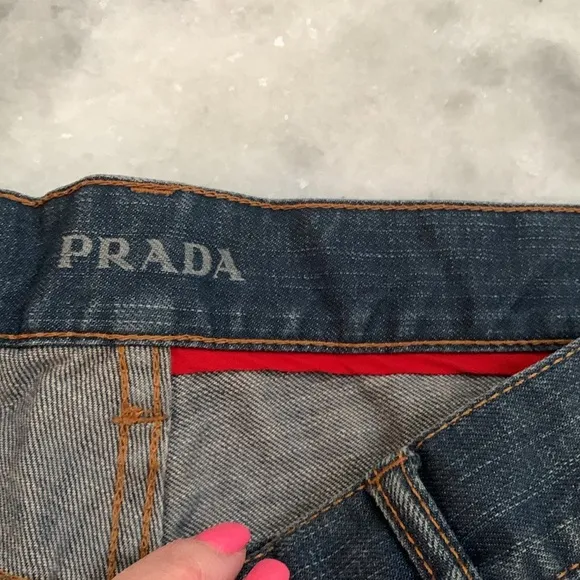 🔥 PRADA Men’s Luxury Designer Jeans 30x33 Tapered Dark Wash Distressed Italy 🔥