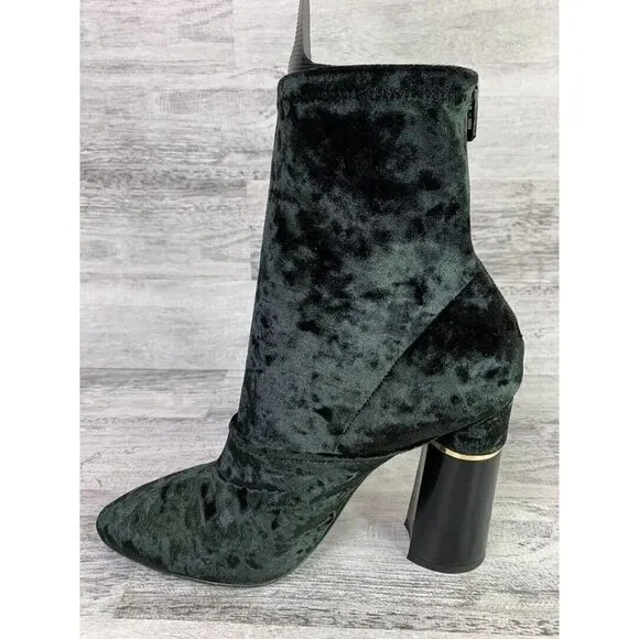3.1 Phillip Lim Womens Size 10 Black Velvet Ankle Boots With Chunky Heel