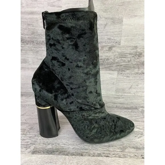 3.1 Phillip Lim Womens Size 10 Black Velvet Ankle Boots With Chunky Heel