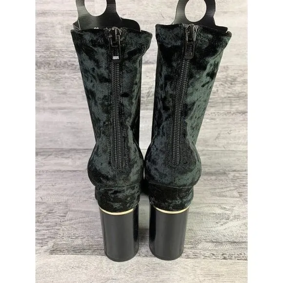3.1 Phillip Lim Womens Size 10 Black Velvet Ankle Boots With Chunky Heel