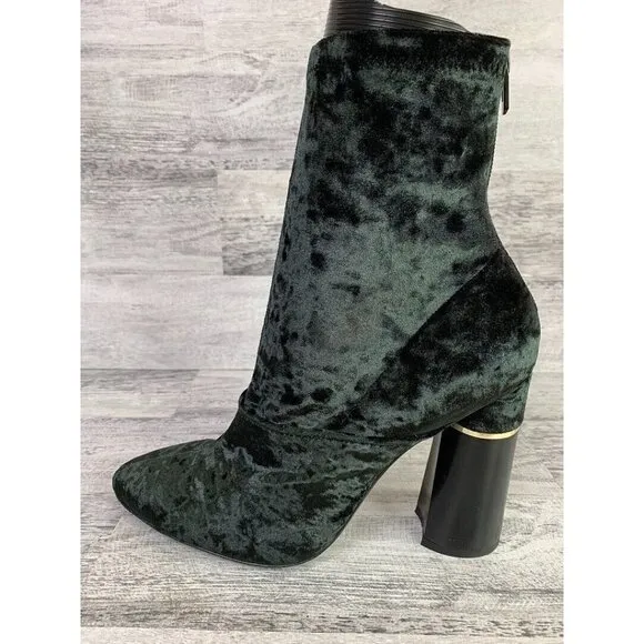 3.1 Phillip Lim Womens Size 10 Black Velvet Ankle Boots With Chunky Heel