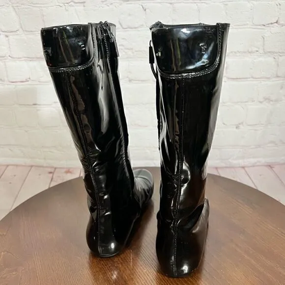 37(7) BURBERRY Patent Leather Mid-Calf Boots GUC Vintage Y2K fashion