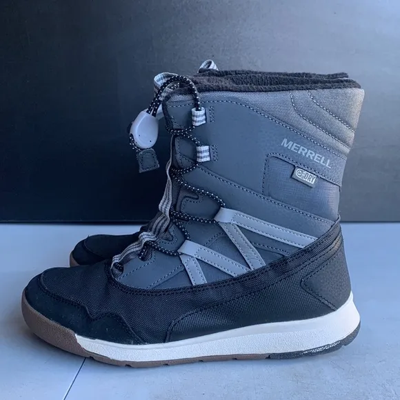 648 MERRELL SNOW CRUSH GREY SYNTHETIC LINED‎ WARM WINTER BOOTS Kids Size 5M