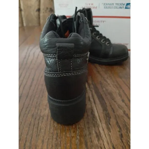 6.5 Harley Davidson Tyler Womens Motorcycle Lace Up Boots Booties Black Leather