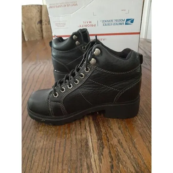 6.5 Harley Davidson Tyler Womens Motorcycle Lace Up Boots Booties Black Leather