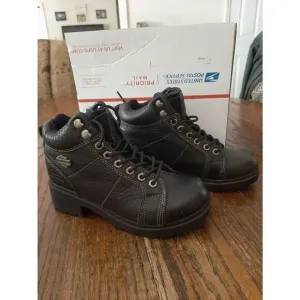 6.5 Harley Davidson Tyler Womens Motorcycle Lace Up Boots Booties Black Leather