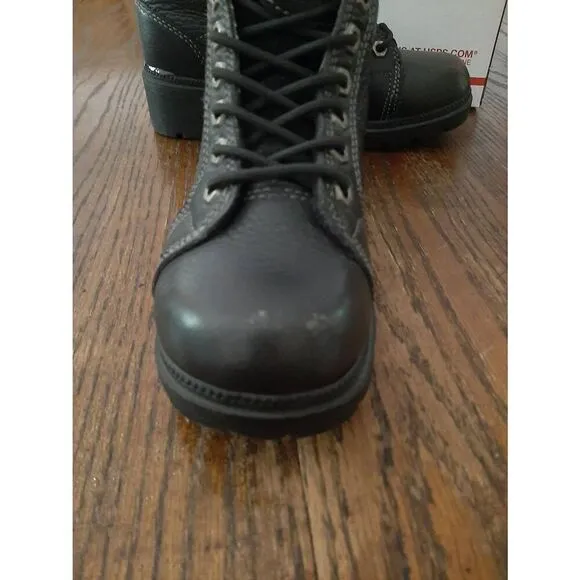 6.5 Harley Davidson Tyler Womens Motorcycle Lace Up Boots Booties Black Leather
