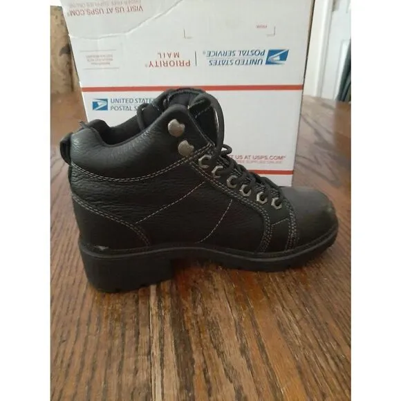 6.5 Harley Davidson Tyler Womens Motorcycle Lace Up Boots Booties Black Leather