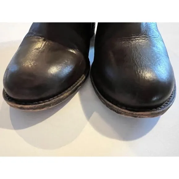 8.5 OTBT Brown Leather Urban Boots Booties Pull On Block Heel