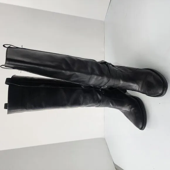 869 Via Spiga Womens Tall Black Leather Riding Style Fashion Boots Size 7.5M
