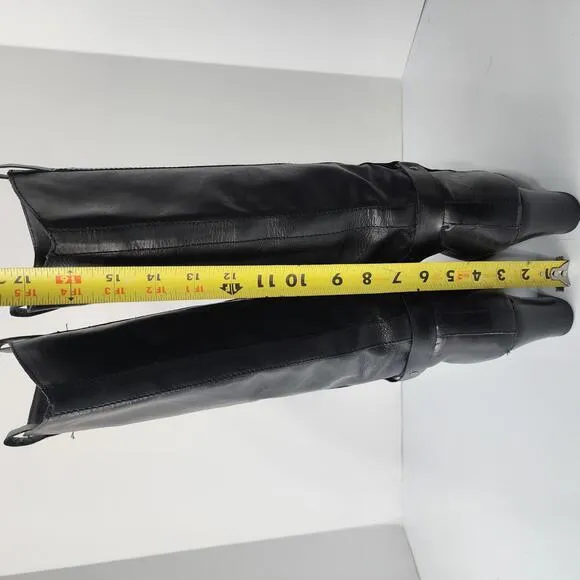 869 Via Spiga Womens Tall Black Leather Riding Style Fashion Boots Size 7.5M