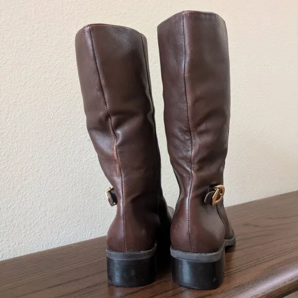 90s Inspired Naturalizer Brown Leather Square Toe Boots Size 8.5 Women