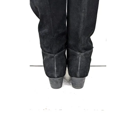 90s vintage black suede leather slouchy western metal tip boots