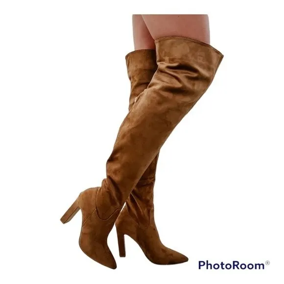 AALIYAH FAUX SUEDE OVER THE KNEE BILLINI BOOTS (BROWN FAUX SUEDE) 6