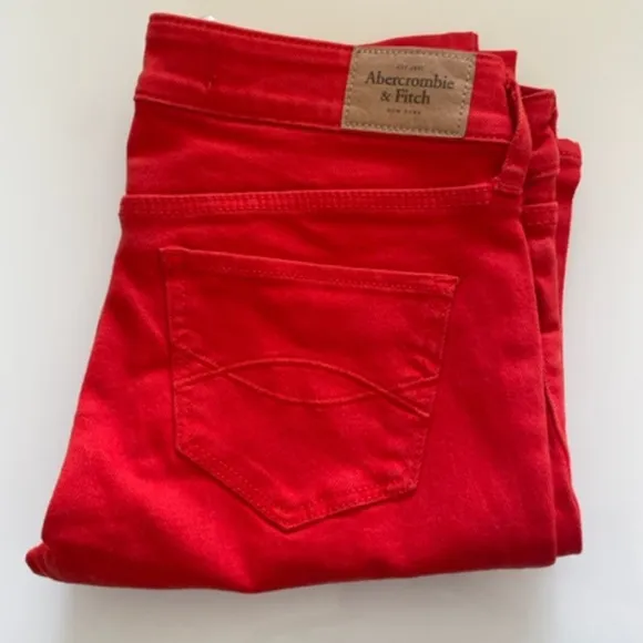 Abercrombie &amp; Fitch | NWOT Women's Neon Red/Orange Low-Rise Skinny Jeans ❤️