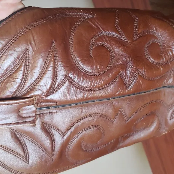 Acme Western Cowboy Boots Mens 9.5 D Brown Leather Pull On Oil Resistant 16111