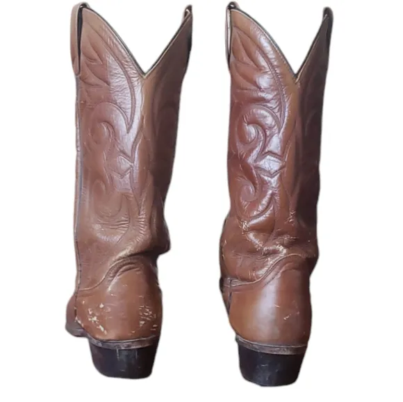 Acme Western Cowboy Boots Mens 9.5 D Brown Leather Pull On Oil Resistant 16111