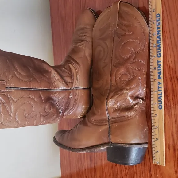 Acme Western Cowboy Boots Mens 9.5 D Brown Leather Pull On Oil Resistant 16111