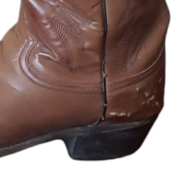 Acme Western Cowboy Boots Mens 9.5 D Brown Leather Pull On Oil Resistant 16111