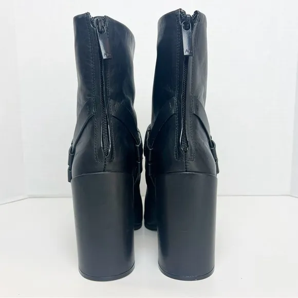 •AD &amp; DAUGHTERS• Black Leather Declann Braided Chunky Heel Boot Size 9.5
