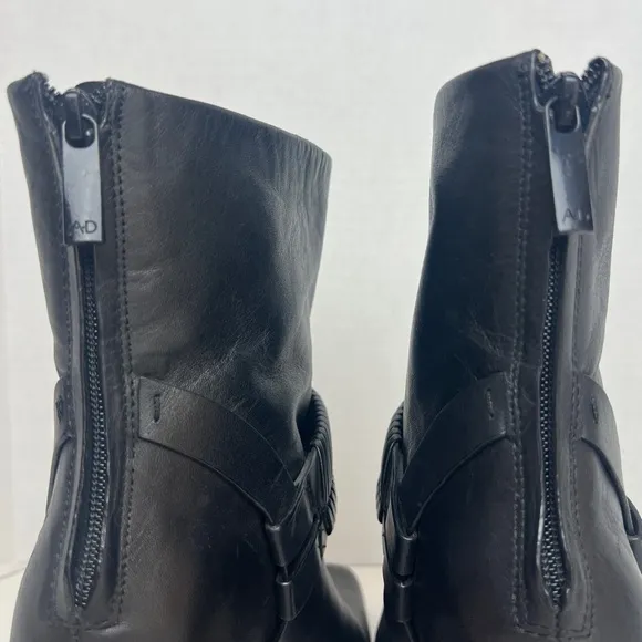 •AD &amp; DAUGHTERS• Black Leather Declann Braided Chunky Heel Boot Size 9.5