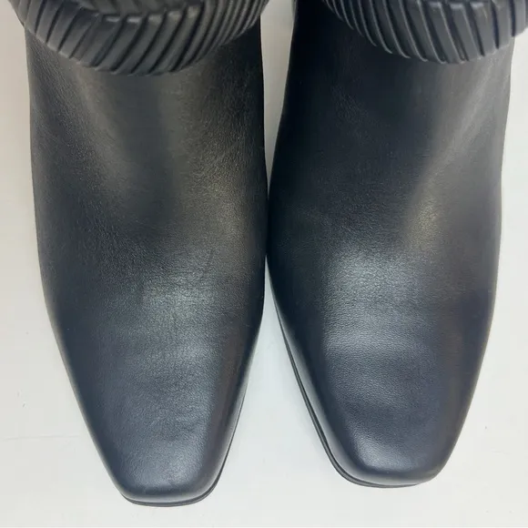 •AD &amp; DAUGHTERS• Black Leather Declann Braided Chunky Heel Boot Size 9.5