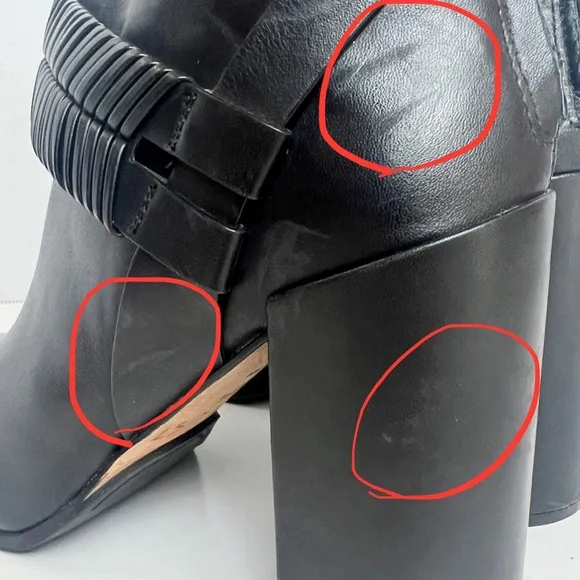 •AD &amp; DAUGHTERS• Black Leather Declann Braided Chunky Heel Boot Size 9.5