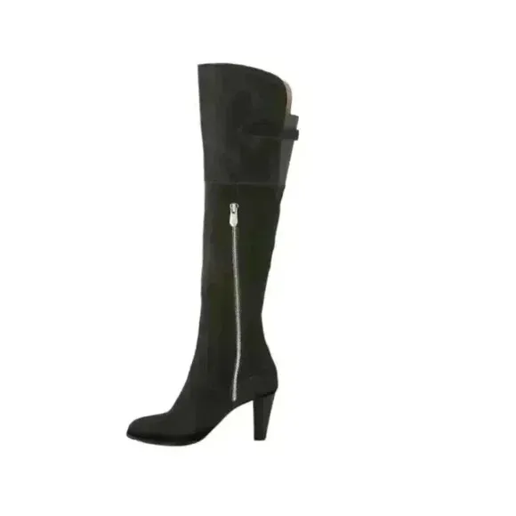 Adrienne Vittadini Black TARIK OVER THE KNEE Suede BOOT Women's Sz 8
