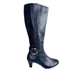 Aerosoles Incredible riding Boots black Leather Double Zip Sz 9.5M Heelrest