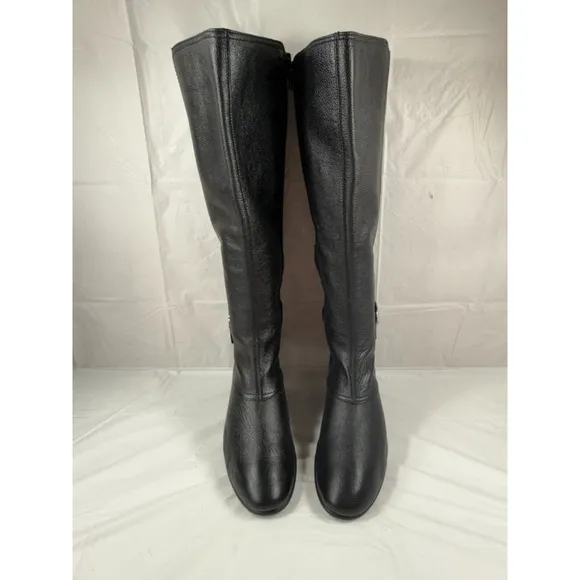 Aerosoles Incredible riding Boots black Leather Double Zip Sz 9.5M Heelrest