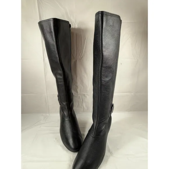 Aerosoles Incredible riding Boots black Leather Double Zip Sz 9.5M Heelrest