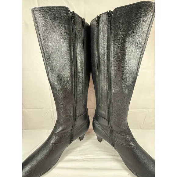 Aerosoles Incredible riding Boots black Leather Double Zip Sz 9.5M Heelrest