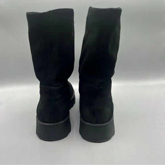 Aerosoles Simple Black Suede Pull On Boots