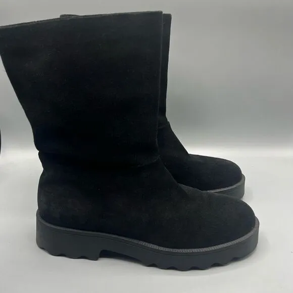 Aerosoles Simple Black Suede Pull On Boots