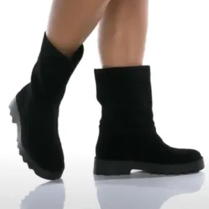 Aerosoles Simple Black Suede Pull On Boots