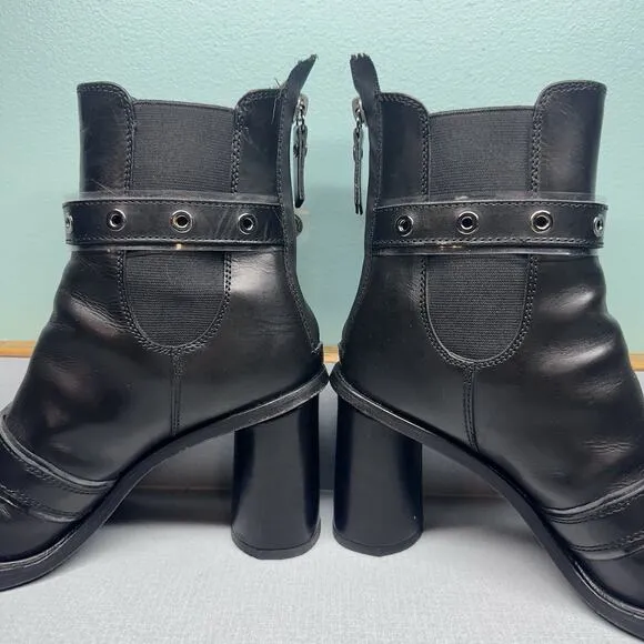 AGL Attilio Giusti Leombruni Womens Boots Black Leather Buckle 38.5 US 7.5 Moto