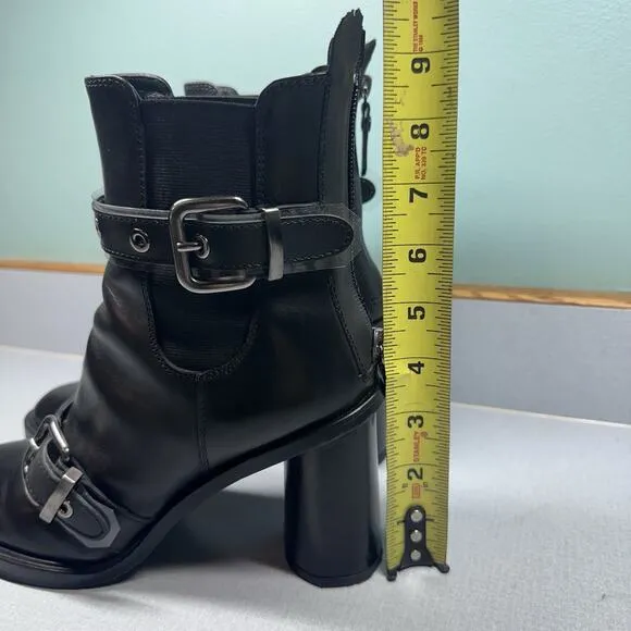 AGL Attilio Giusti Leombruni Womens Boots Black Leather Buckle 38.5 US 7.5 Moto