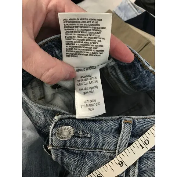 Agolde Nico high rise slim jeans lighter wash with raw hems women’s size 25