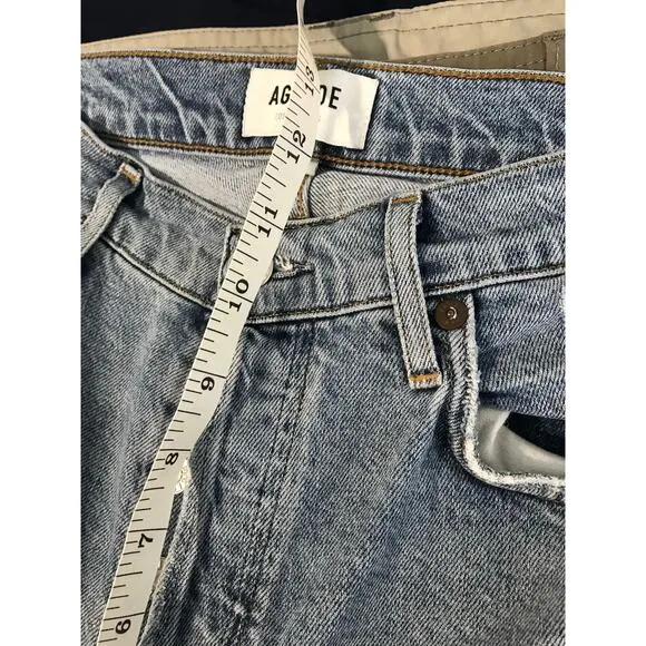Agolde Nico high rise slim jeans lighter wash with raw hems women’s size 25
