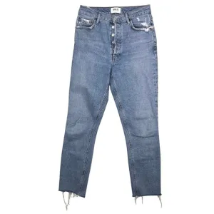 Agolde Nico high rise slim jeans lighter wash with raw hems women’s size 25