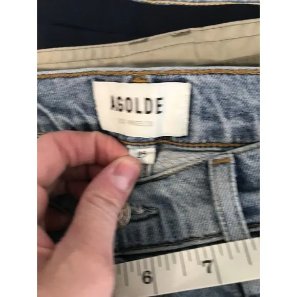 Agolde Nico high rise slim jeans lighter wash with raw hems women’s size 25