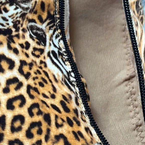 Alba Brown and Black Leopard Tiger Print High Heel Zip Up Boots Size 8
