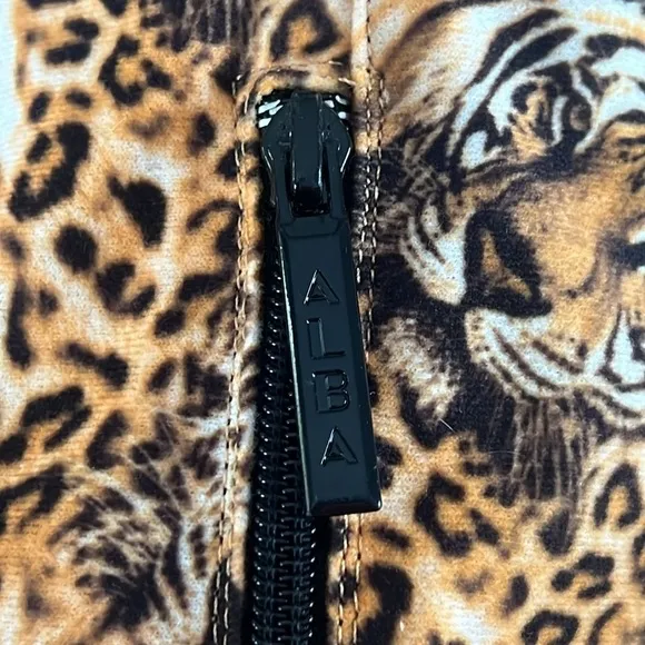 Alba Brown and Black Leopard Tiger Print High Heel Zip Up Boots Size 8