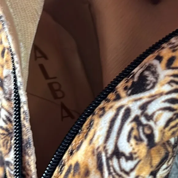 Alba Brown and Black Leopard Tiger Print High Heel Zip Up Boots Size 8