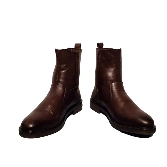 Alberto Torresi Brown Leather Zip Moto Ankle Riding Boots Women's Size 9.5