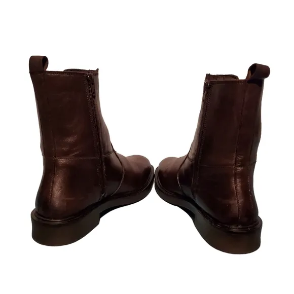 Alberto Torresi Brown Leather Zip Moto Ankle Riding Boots Women's Size 9.5